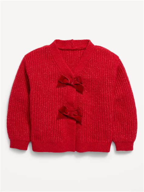 Velvet-Bow Cardigan Sweater for Toddler Girls | Old Navy