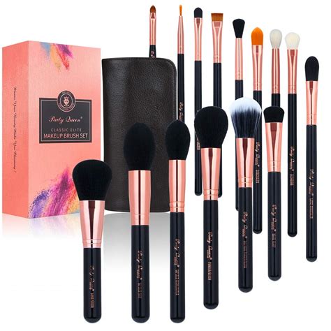 Party Queen 15Pcs Makeup Brushes Set Luxury Rose Golden Synthetic Wool ...