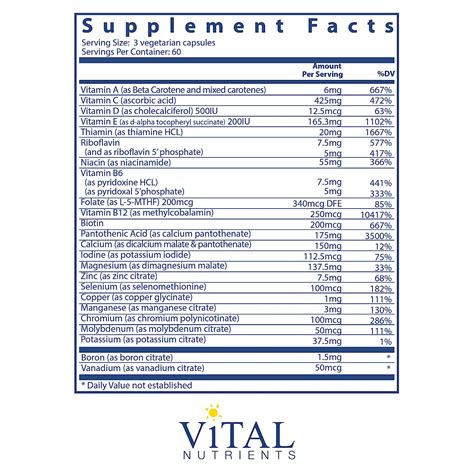 Buy Vital Nutrients - Multi-Nutrients 2 - Citrate/Malate Formula (with ...