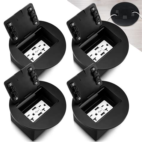 Kanayu Recessed Floor Outlet 3.98"x3.66"x3.15" 1-Gang with 4.8A USB ...