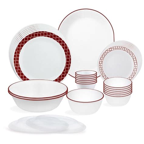 Corelle Livingware Crimson Trellis Vitrelle Glass Dinner Set - Set of ...