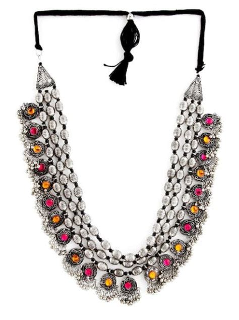 Shop Rubans Oxidised Boho Colorstone Statement Necklace Online at Rubans