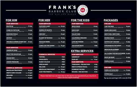 Services & Prices – Franks Barber Club