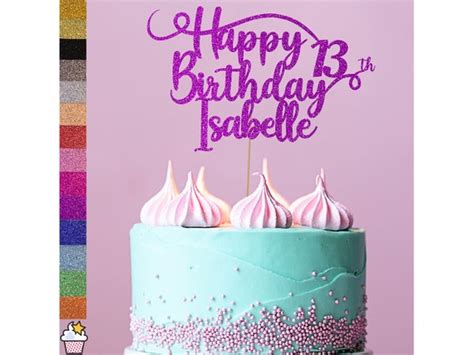 Personalised Happy Birthday Glitter Cake Topper by Cakeshop - Etsy India