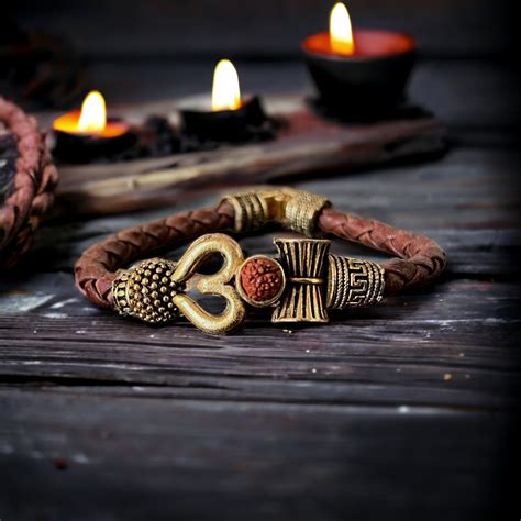 Rustic Om Rudraksha Leather Bracelet For Men – Japam