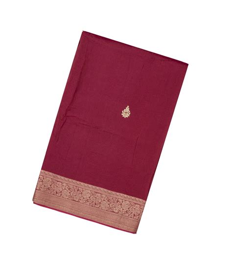 Maroon Woven Blended Tussar Saree With Embroidered Floral Motifs-EN1836 ...