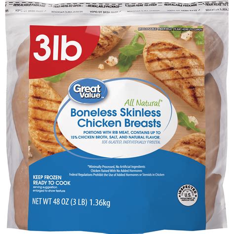 Great Value Boneless Skinless Chicken Breast, 3 lb. (Frozen) - Walmart ...