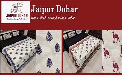 Buy Jaipur Dohar Pure Cotton Blanket, Jaipuri Handmade Single Bed ...