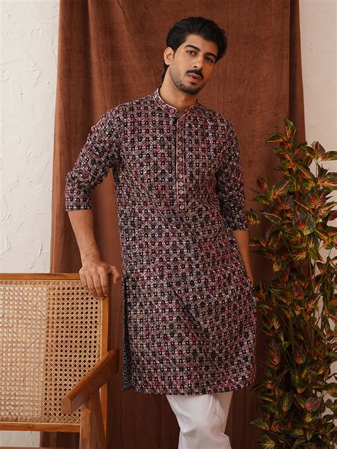 Embroidered Viscose Kurta Set For Men – Jompers