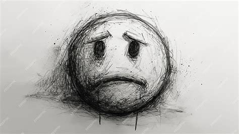 A drawing of a sad face with a tear in the middle | Premium AI ...
