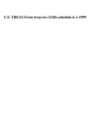 Fillable Online U.S. TREAS Form treas-irs-1120s-schedule-k-1-1999. Free ...