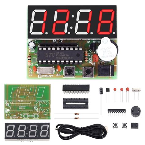 WHDTS 0.56" C51 4 Bits Digital Red LED Electronic Clock AT89C2051 Chip ...
