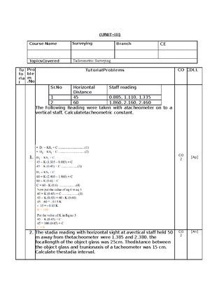 Surveying 5 - problem solving - (UNIT–II) Course Name Surveying Branch ...