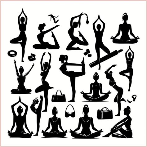 A collection of yoga poses including a woman and a man doing yoga ...