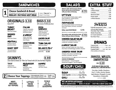 Potbelly Menu Printable