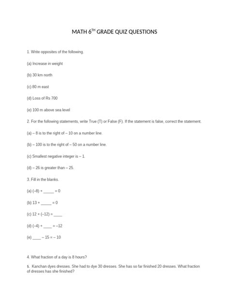 Image result for 6th Grade Math Questions
