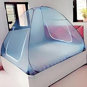 RSSB Full Sky Blue Mosquito Net for Double Bed | King Size Foldable ...