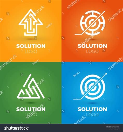 Set Maze Logos Colorful Solution Symbols Stock Vector (Royalty Free ...