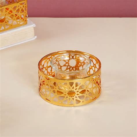 Metal And Glass Candle Stand