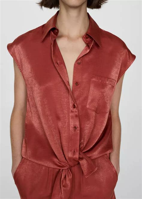 Satin shirt with bow - Women | MANGO Vietnam