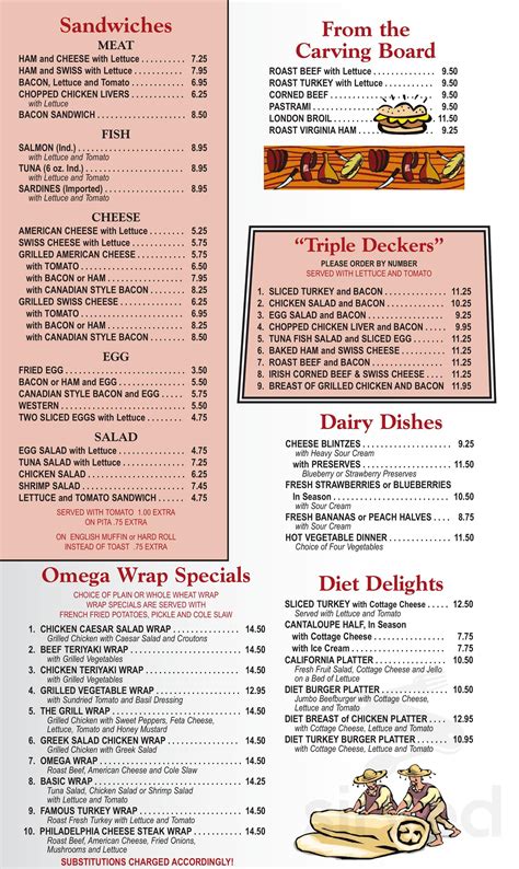 Menu for Omega Diner Restaurant in New Hyde Park, NY | Sirved