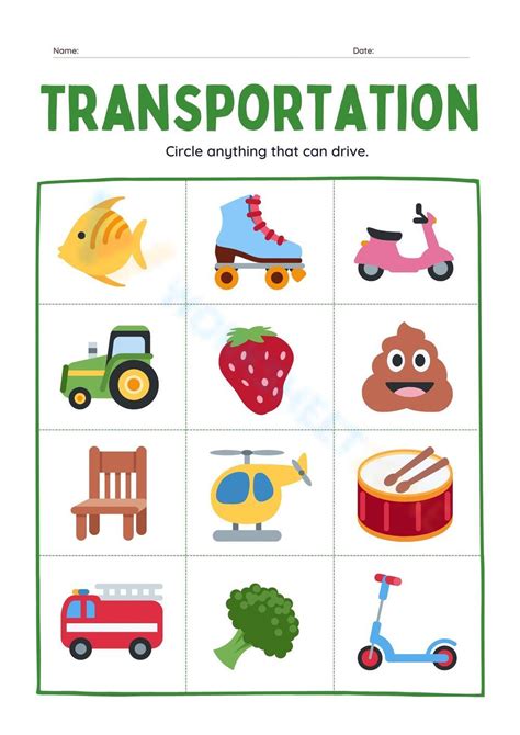 Transportation Fun Worksheet 的图像结果