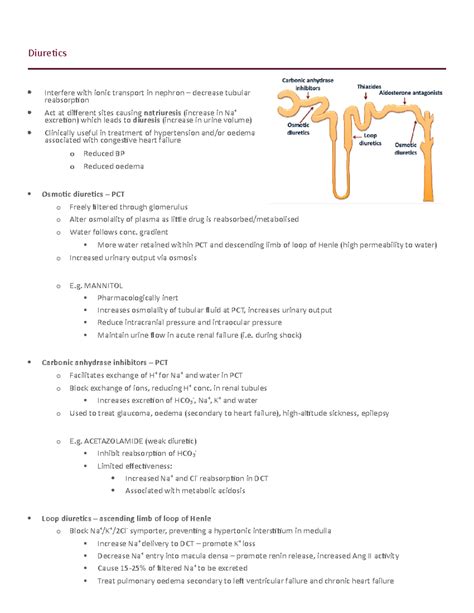 Diuretics - Diuretics Interfere with ionic transport in nephron – decrease tubular reabsorption ...