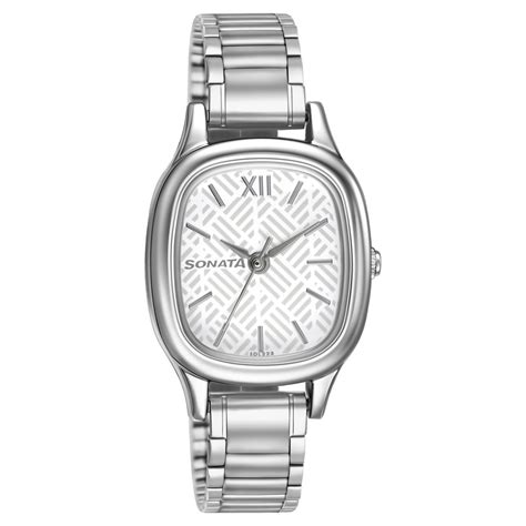 Buy Online Sonata Workwear White Dial Women Watch With Stainless Steel ...
