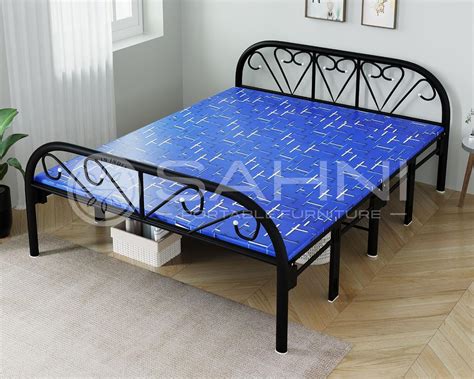 PORTABLE SAHNI FURNITURE Double Size Iron/Metal/Steel Folding Bed With ...