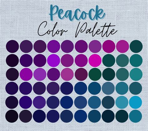 Peacock Color Palette for Procreate, 60 Color Swatches - Etsy