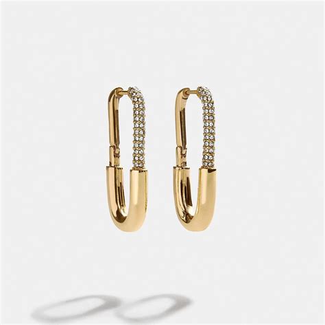 Pavé Crystal Safety Pin Hoops JLT13507