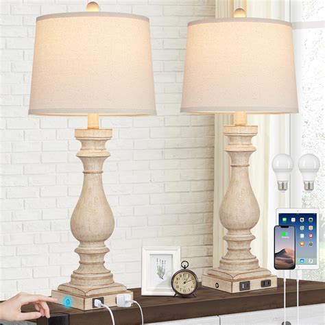 Cinkeda 29" Tall Table Lamp for Living Room Set of 2,Vintage Bedside ...