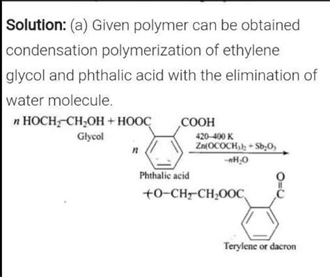 In which of the following polymers ethylene glycol is one of the ...