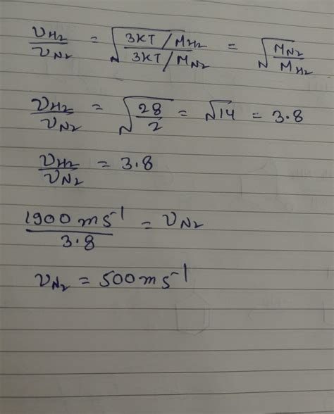 Q.50 if the root mean square speed of hydrogen gas at a pafticular ...