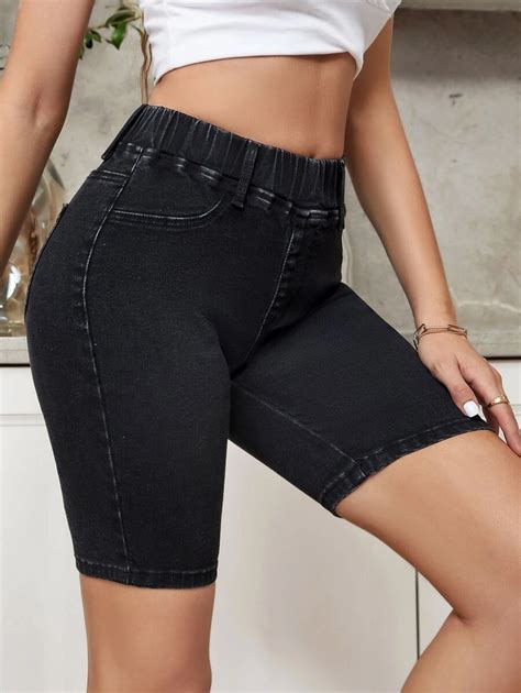 Elastic Waist Denim Shorts | SHEIN USA
