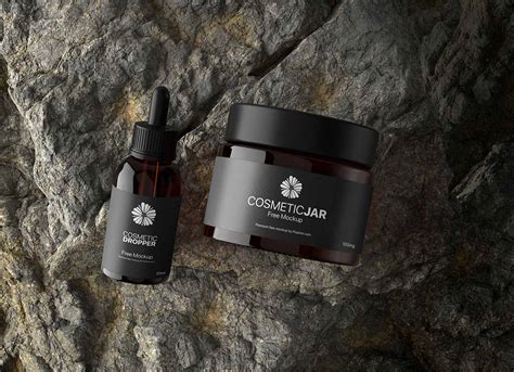 Cosmetic Amber Jar & Dropper Bottle Mockup | Free PSD Templates