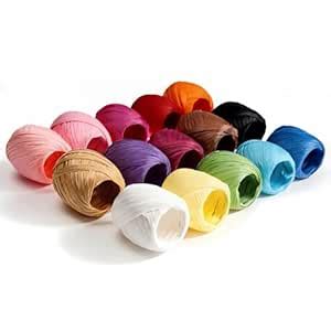 Goodma Raffia Paper Ribbon Twine Strings 15 Rolls 15 Colors Set for DIY ...