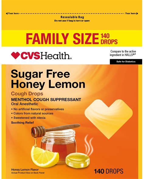 SUGAR FREE COUGH DROPS- honey lemon pastille