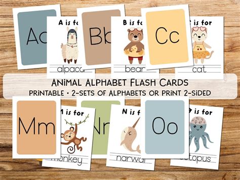 Printable Animal Alphabet Flash Cards Classroom Decor Toddlers ...