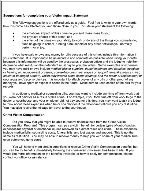 How to Prepare a Victim Impact Statement