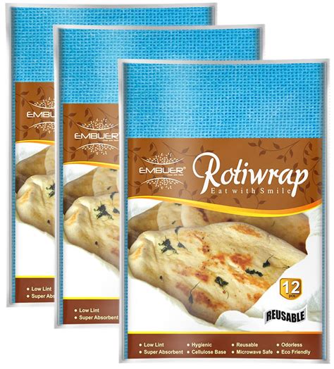 Embuer Reusable Roti Wrap - 36 Pcs - (Blue) | Eco-Friendly Roti Wrap ...