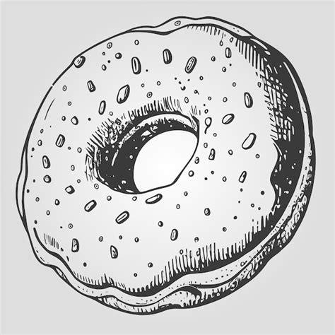 Croquis à l'encre beignet dessiné Élément alimentaire pour la ...