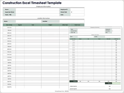 Construction Daily Time Card Template Free Excel Free - Infoupdate.org