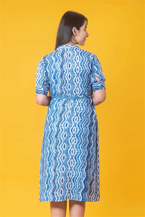 Blue & White Printed Dress – RUCHICAZ OVERSEAS