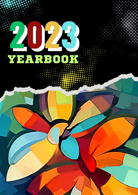 Yearbook template with neon nights theme senior high school memories ...