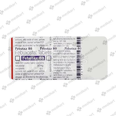FEBUTAZ 80MG TABLET 10'S Price, Uses, Side Effects & Substitutes | Medkart