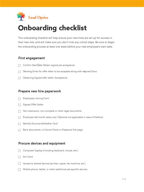 Onboarding CHECKLIST | PDF
