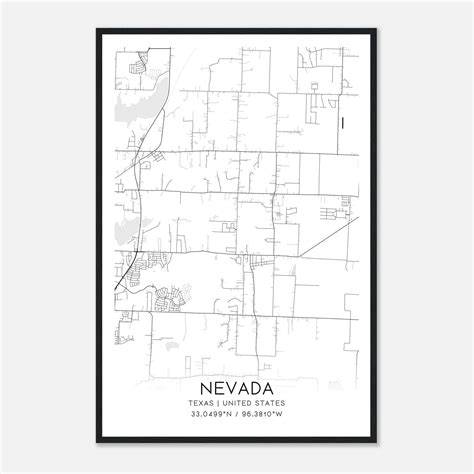 Nevada Texas Map Poster, Modern Home Decor Wall Art Print - Custom Maps ...