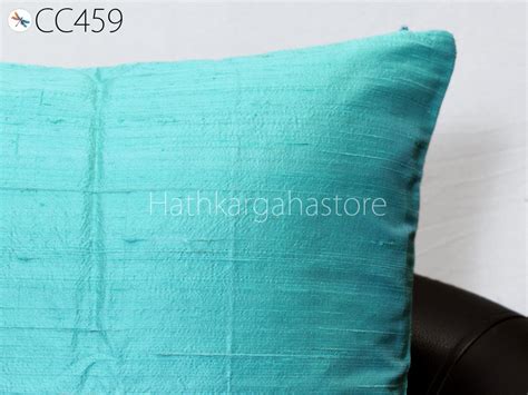 Blue Dupioni Silk Square Pillowcase | Cushion Cover Handmade | 100% Pu ...