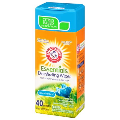 ARM & HAMMER Arm & Ham Essentials Disinfecting Wipes Renewing Rain 40 ...